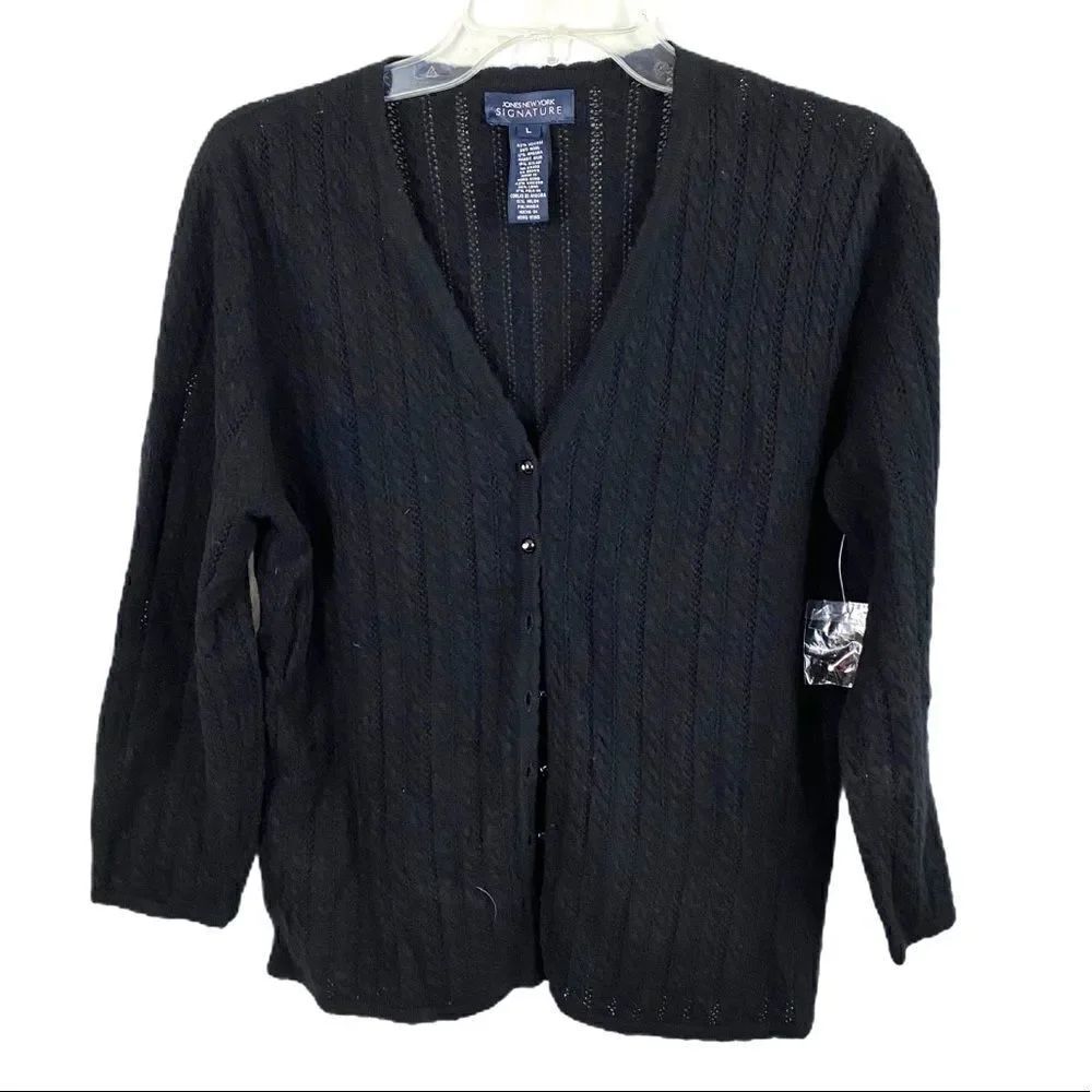 Jones New York Signature Black angora mix sweater